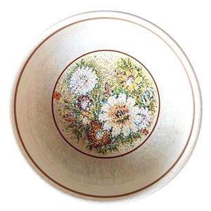 Lenox Magic Garden Cottagecore Bowl in 70s Floral Pointillism Style Pattern